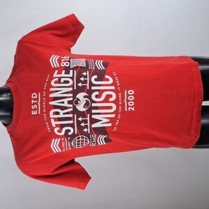 Tech9 Strange Music Records spellout logo double-sided Men's Med rap t-shirt